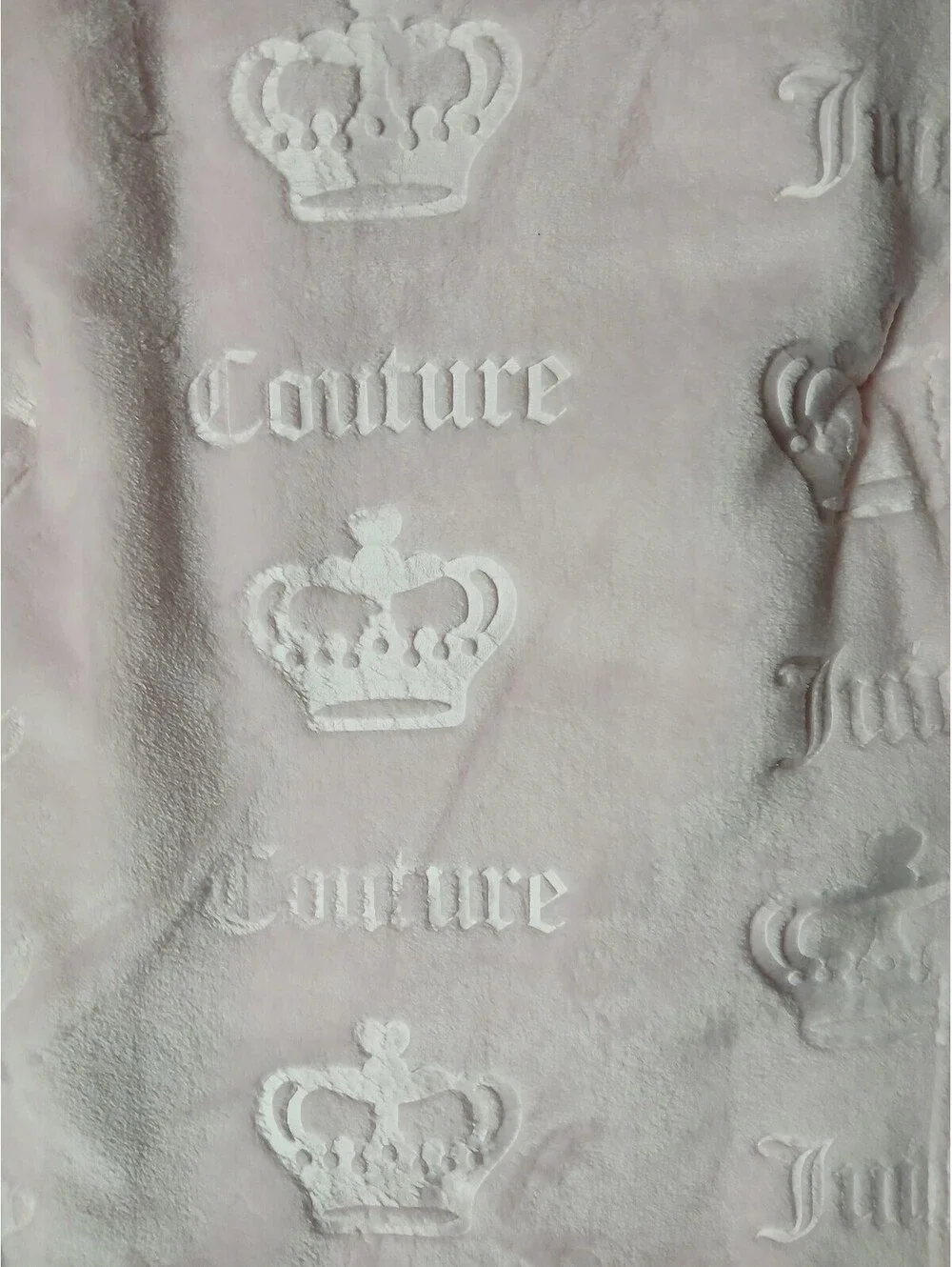 Juicy Couture Light Pink Embossed Plush Throw Blanket Crowns 60x70 NWT Coquette